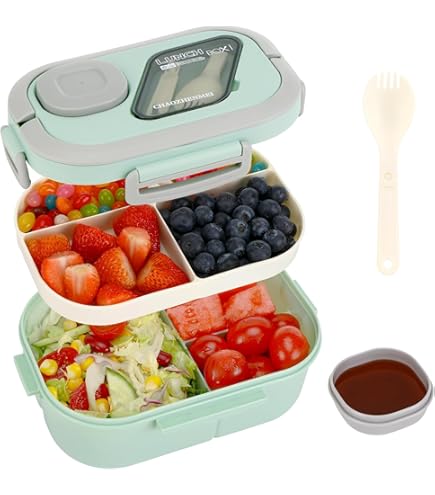 Lunchbox Bento 4 Scomparti Con Ghiaccio - Portapranzo Per Insalate, Scuola E Ufficio - Foto 9