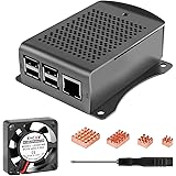 Seamuing Raspberry Pi Gehäuse mit Lüfter, Raspberry Pi 4 Gehäuse aus Aluminiumlegierung mit Kühlkörper und Schraubendreher nu