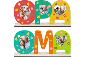 COCHIE 2 Stück Opa Oma Geschenk Enkel Holzbuchstaben Großmutter Bastelset Oma Opa Bilderrahmen Holzbuchstaben Dekoration Weihnachten Geschenk Bastelset für Opa Oma