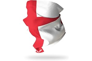 Ruffnek ENGLAND FLAG/ST GEORGES CROSS Multifunctional Headwear Neck warmer Snood, Football/Rugby Supporters Scarf - Unisex One Size