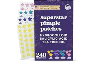 LivaClean 240 Count Colorful Star-Shaped Pimple Patches for Face – Hydrocolloid Acne Patches with Salicylic Acid – Cute Pimple Patches, Pimple Stickers, Zit Dots, Hydrocolloid Bandages, Acne Stickers