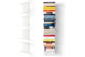 home3000 D-SEGNO Libreria da Parete Invisibile in Metallo – Mensole da Muro di Design, Libreria sospesa salvaspazio, mensole a scomparsa per libri – Made in Italy
