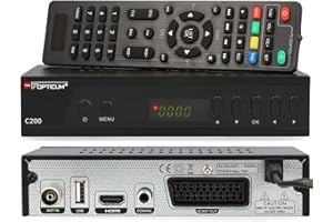 RED OPTICUM Opticum C200 Full HD Kabel Receiver mit PVR Aufnahmefunktion, DVB-C Receiver für Kabelfernsehen mit HDMI SCART USB Kabelanschluss für Radio und Fernsehen