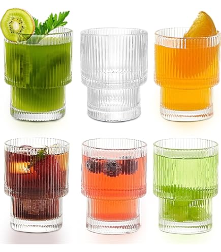 Set Di 6 Bicchieri In Vetro Da 200 Ml Stile Origami - Per Cocktail, Acqua, Birra, Impilabili E Eleganti - Foto 3
