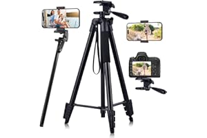 Everesta Phone Tripod, 63" Lightweight Camera Tripod for Travel Aluminum Lightweight Tripod with Travel Bag Vlogging for Camera DSLR Cell Phone Tripod Video Photography for YouTube