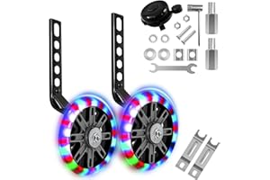 WUBAYI Adjustable Bike Stabilisers for Childs Bike 12 14 16 18 20 Inch Bicycle Training Wheels with Silent Flash & Stabiliser Mounted Kit Kids Cycling Support Wheels for Safe Learning