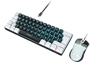RedThunder 60 % RGB Gaming Keyboard-Mouse Set, Mini Keyboard, 62 tangenter, tysk layout, 7200 DPI Vaxkakestruktur för PC, MAC