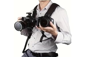 GENERIC Laven & Ivory Double Camera Harness Shoulder Strap for Easy DSLR Access, Adjustable Dual Camera Harness for Photographers - Quick Release Safety Lock & Comfortable Padded Design