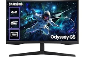 SAMSUNG Odyssey G55C Curved Gaming Monitor 32", QHD, 2560x1440, 165Hz, 1ms(G/G), 1000R, 16:9, 2500:1, AMD FreeSync, 300 CD/m², HDMI, HDR 10, Negro, LS32CG552EUXEN