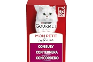 GOURMET Mon Petit, Comida Húmeda para Gato Adulto, Trocitos en Salsa, Surtido de Buey, Ternera y Cordero, 8 Packs de 6 Sobres de 50 g. (48 sobres)
