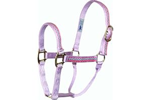 Hamilton 1 Nylon Quality Horse Halter, Average Size (800 to 1100 lbs), Lavender Weave Overlay