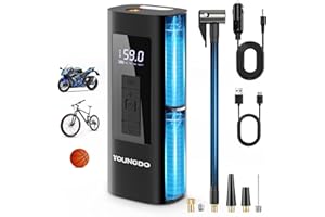 Pompe à Vélo Électrique 150PSI, YOUNGDO Compresseur à Air Portatif 6000mAh, Gonfleur Velo Portable, avec Lamp LED, pour Vélo, Moto, Balle