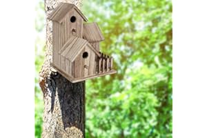 YAGOSODEE Wooden Birdhouse Outdoor Hanging Birdhouse For Garden, Small Birds Small Garden Bird Nesting Box Bird Tree House Pet Supplies Decoration For Mockingbirds, Hummingbirds, Parrots, Blue Tits