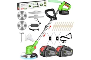 SUAIIOLK Coupe Bordure sans Fil avec Batterie 4 en 1 Debroussailleuse Electrique sans Fil 21V Débroussailleuse à Batterie avec 2 Batteries 4.0 Ah, Tête Pivotante 90°pour Jardin Élagage, Green