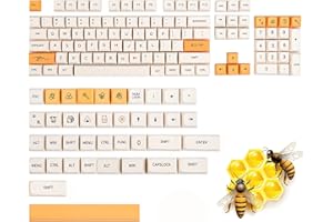 ‎SOLIDEE 140 Tastenkappen PBT-Tastenkappen 140-Tasten-Farbsublimation mit 6,25 U Leertaste für mechanische Cherry MX Switch-Tastatur (Honig Milch)