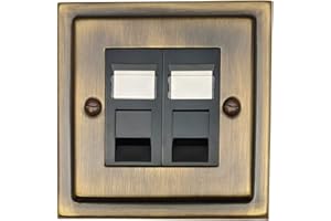 G&H BRASSWARE G&H TAB62B Trimline Plate Antique Bronze 2 Gang RJ45 Cat5e Data Socket Point
