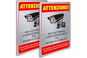 Ashoaza Cartello Area Videosorvegliata Alluminio con Avviso GDPR, 2 Pz Cartelli area Videosorveglianza, 20x30cm, con 4 Fori Preforati, Impermeabile, per Casa e Negozio, Interno ed Esterno