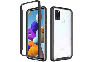 EuCase 3 en 1 Funda para Samsung Galaxy A21s Antigolpes, Transparente Carcasa de Silicona TPU + PC para Samsung Galaxy A21s Anti-Rasguño 360° Protección Caso
