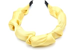 ‎QINGOO QinGoo Damen Haarreif aus Seide, Gelb, Falten-Design als Stirnband oder Haarband, 1 Stück