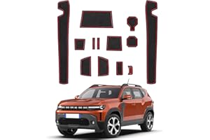 CDEFG Compatible avec Dacia Duster 3 III 2024 2025 Tapis en Caoutchouc Anti-poussière Antidérapant, Duster 3 Porte Console Centrale Tapis Duster 2024 EV Accessoires (Rouge)