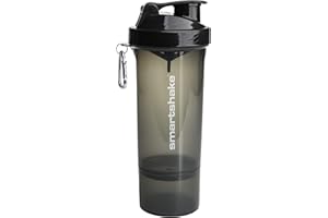 Smartshake Slim Protein Shaker Bottle With Storage 400ml to 500ml Leakproof BPA Free Small Protein Shake Bottles Smart Shaker Cup for Women + Men, Gunsmoke Black (Gunsmoke Black (2%))