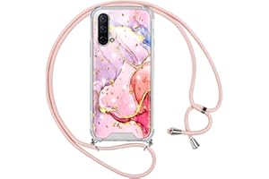 Vauki Funda OnePlus Nord CE 5G Movil con Cuerda,Colgar Carcasa Marmol Glitter Silicona Colgante Collar Correa,Silicona PC Bumper Antigolpes Case con para OnePlus Nord Core Edition 5G,Rosa