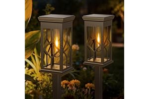 ‎LOTMOS LOTMOS 2 Stück Solarlampen für Außen Garten, IP65 Wasserdicht Solarleuchten für Außen Winterfest, Vintage LED Solar Gartenleuchten für Außen Garten Deko Terrasse Pfad Rasen, Warmweiß