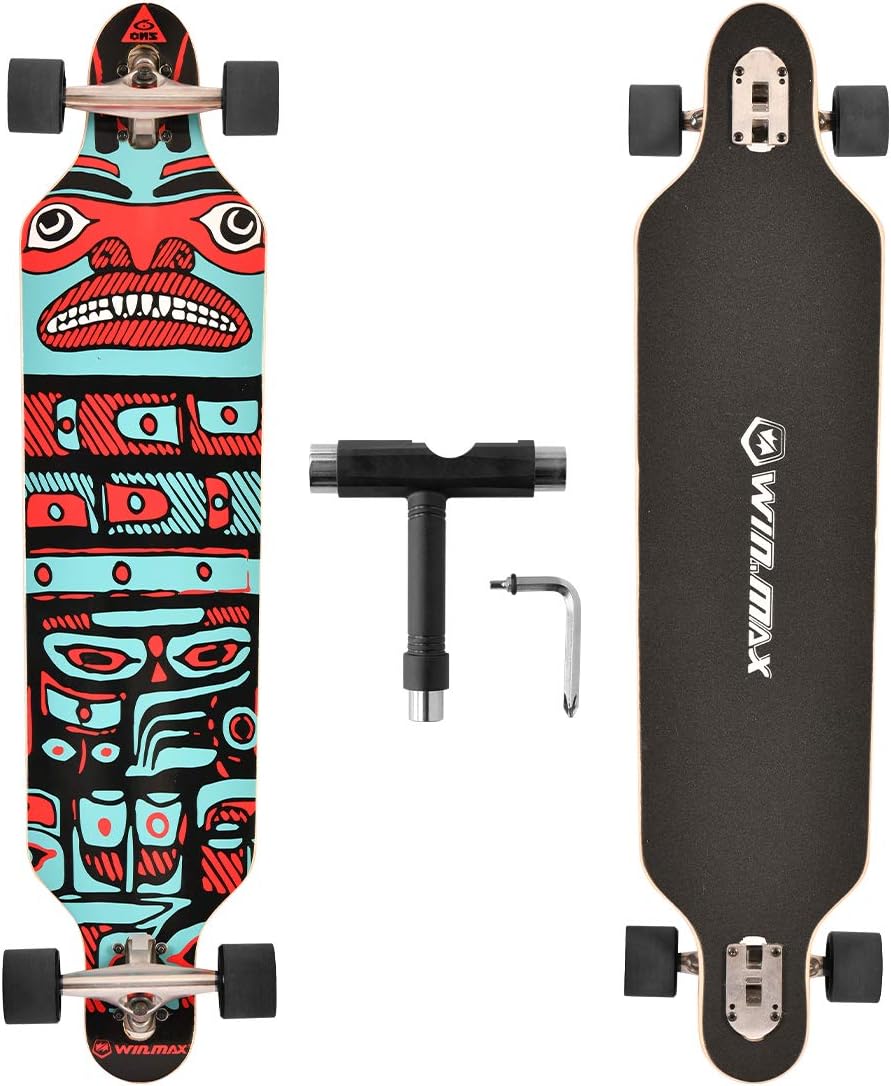 WIN.MAX - Monopatín Cruiser 7 Capas de Madera de Arce con rodamientos ABEC-11 y Herramientas en T