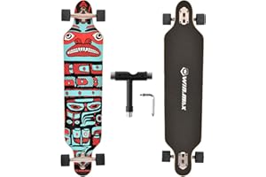 WIN.MAX - Monopatín Cruiser 7 Capas de Madera de Arce con rodamientos ABEC-11 y Herramientas en T