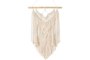 Mkouo Makramee Wandbehang Boho Deko Chic Treibholz Wandteppich Gewebte Wanddeko Indie Room Apartment Schlafzimmer Geschenke Balkon Dekoration, 43cm (W) x 66cm (L)