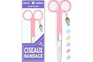 NURSE IS LOVE Mayo Ciseaux infirmiere, ciseaux infirmier bout rond | infirmiere accessoires avec motifs uniques à pansement compressif | lames aiguisées inox | idéal trousse de secours