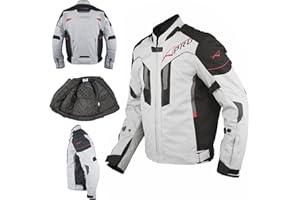 A-PRO Giacca Moto Tessuto Sport Protezioni CE Riflettente Ventilata Grigio XL