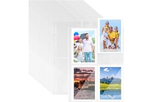 Elsrantor 30 Piezas Fundas Plástico A4 Transparente, Carpetas Portafolios Archivador, Hojas Funda Album Fotos, Bolsa para Documentos, Bolsillos de Doble Cara Fotográficas, 4 Compartimentos 11 Agujeros