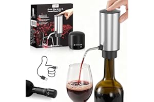 ZOYIDOUX Versatore elettrico per aeratore per vino ricaricabile 3 in 1 automatico Decantatore di vino Con tappo per vino Regali per gli amanti del vino(Acciai inox)