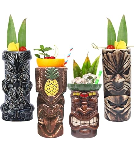 Topkapi Tiki Mug Mahana – Tiki Set Cocktail Glasses, Cocktail Mug, Tiki Bar Series, 490 ml, XL (Gold
