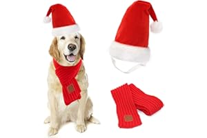 Mfsdai Weihnachtskostüm Hunde Katzen，Katzenkostüm Weihnachten Verstellbare Hundemütze Schal Weihnachtshundeschal für Große Haustier
