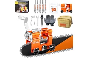 SULIAO Chainsaw Sharpener Jig, Chain Saw Sharpening Tool with 5Pcs Tungsten Carbide Chainsaw Sharpener Bits, Portable Manual Chainsaw Chain Sharpening Jig Kit for 4"-22" Chain Saws, Keep Chain Saw Sharp