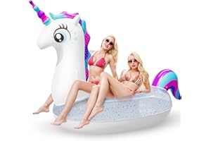 Subtail Unicorn Inflatable Pool Floats - Giant Pool Inflatable - Lilo Pool Inflatables for Kids and Adults - Giant Swimming Pool Inflatables Unicorn - Large Animal Pool Lilo Pool Float（240*140*120Cm）