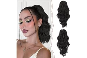 ‎SOFEIYAN Sofeiyan Pferdeschwanz Verlängerung Clip in Klaue Haarteil Ponytail Haarverlängerung Langer Gewellt lockiger Pferdeschwanz mit Klammer Haarverlängerung Kunsthaare Hitzebeständig für Frauen, Schwarz
