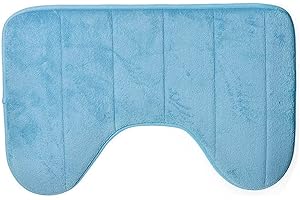 VALINK 60 X 40cm en Forma de u Inodoro Baño Felpudos Antideslizante Almohadilla Alfombra Absorbente Agua Viscoelástico Alfombrilla Baño Alfombras Hogar Baño Suministros - Azul, 60 x 40 cm