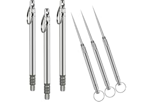 MINGCHENCN 3 Stück tragbare Titan-Zahnstocher, Metalltasche, Zahnstocher, Edelstahl, wiederverwendbare Zahnstocher für Outdoor, Camping, Picknick, Reisen (Silber)