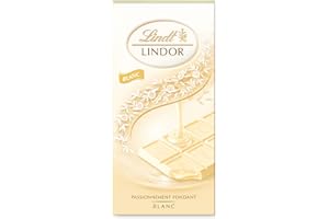 Lindt - Tablette LINDOR - Chocolat Blanc - Cœur Fondant, 100g