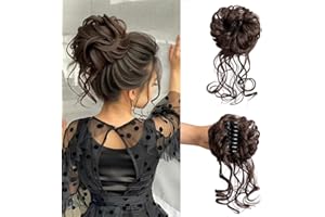 YSDQS HAIR Claw Clip Messy Bun Hair Piece Tousled Updo Hair Buns Extension Elastic Hair Band Hair Pieces Curly Scrunchie For Women (Dark Brown)