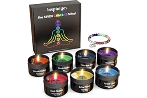 INSPIREYES Świece czakra z wysokiej jakości kryształem i kamieniami leczniczymi Luksusowa medytacja kryształowe świece zapachowe zestaw prezentowy dla kobiet ulga stres świece duchowe wystrój lecznicze świece do jogi, aromaterapii