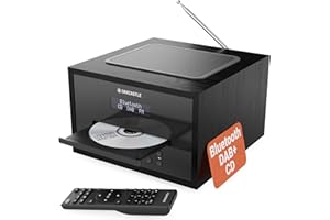 MAJORITY Bluetooth DAB+ Radio & CD Player | 40 Watt Mains Powered Hifi System for Home | Inbuilt Speakers, LED Display | Dual Alarm, 20 Presets & FM | USB, MP3, AUX | Remote Control Included | OAKCASTLE DAB400