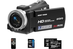 Camcorders ORDRO HDV-V12 HD 1080P Video Camera Recorder Infrared Night Vision Camera Camcorders with 16G SD Card and 2 Batteries
