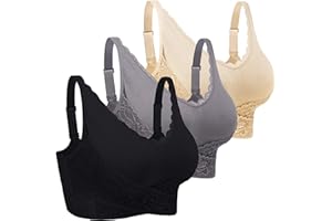 iClosam Sujetador Deportivo Mujer Encaje Sujetadores Mujer con Almohadillas Extraíbles Bra Deporte Sin Costuras 1/2/3 Piezas para Gimnasio Yoga Bailar Fitness M-3XL