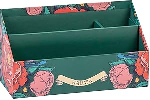 Clairefontaine - 116227C - A Cardboard Letter Holder 25x10x14 cm - Floral Frida Kahlo - Home Office - Office Storage - Organizer - Frida Kahlo Collection