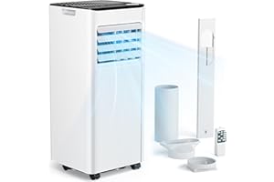 Mobile Klimaanlage 9000 BTU mit Abluftschlauch | 4-in-1 Mobiles Klimagerät | Leiser Betrieb <48 dB | Digitaldisplay + Fernbedienung | Fenster-Installationsset | 24h-Timer | Für Räume bis 25 m²