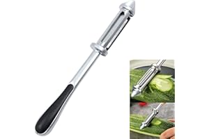 FUXUNAMZ pelador verduras pendular patatas triturador - peladora y cortador juliana 3 en 1 doble filo, rallada tira vegetal, apto para pelar frutas, zanahorias, berenjenas, pepinos, patata, manzanas etc.
